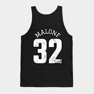Karl Malone 32 Black and White Distressed Jersey Number BASKETBALL-3 Tank Top
